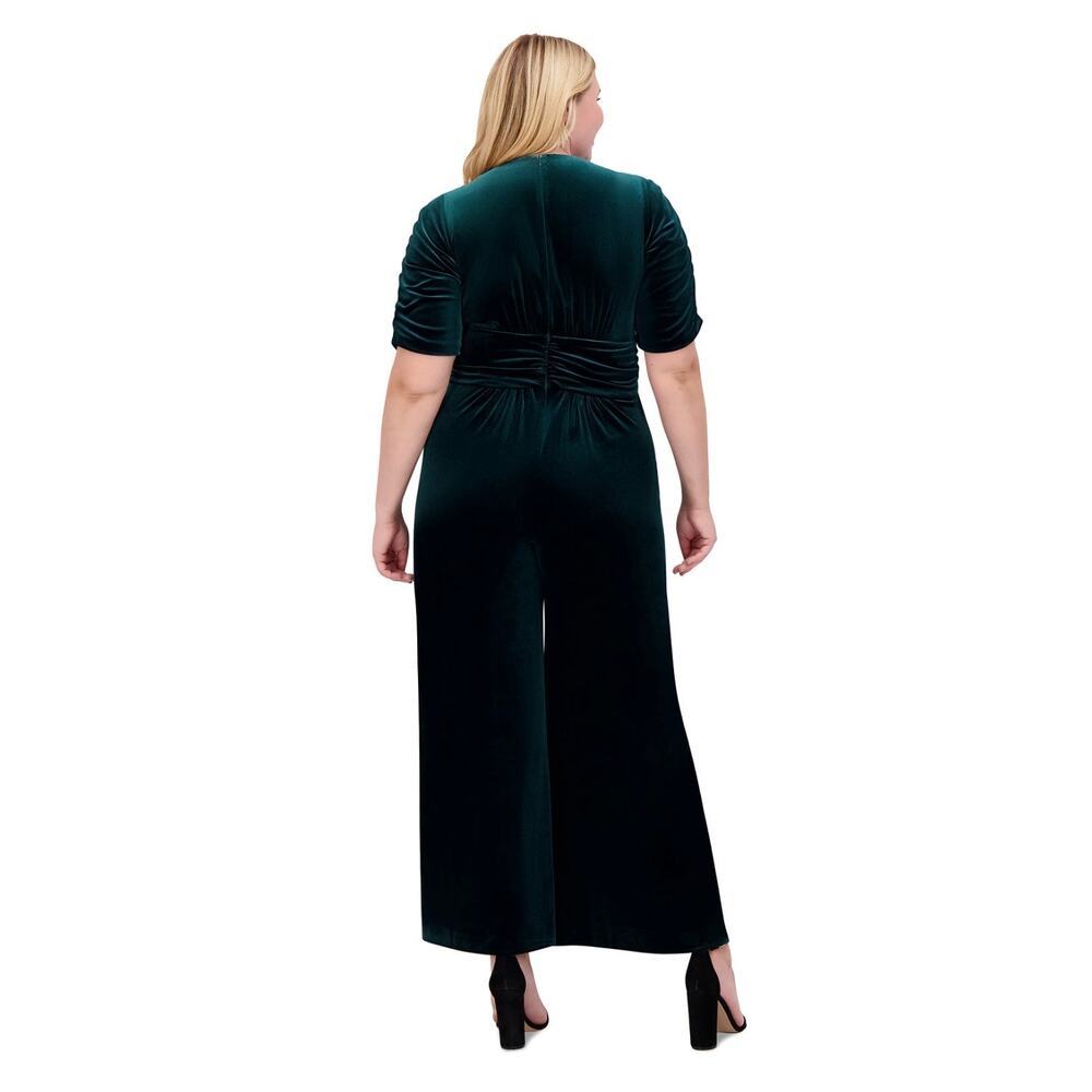 Vince Camuto Emerald Green V-Neck Velvet Romper - Picture 3 of 7
